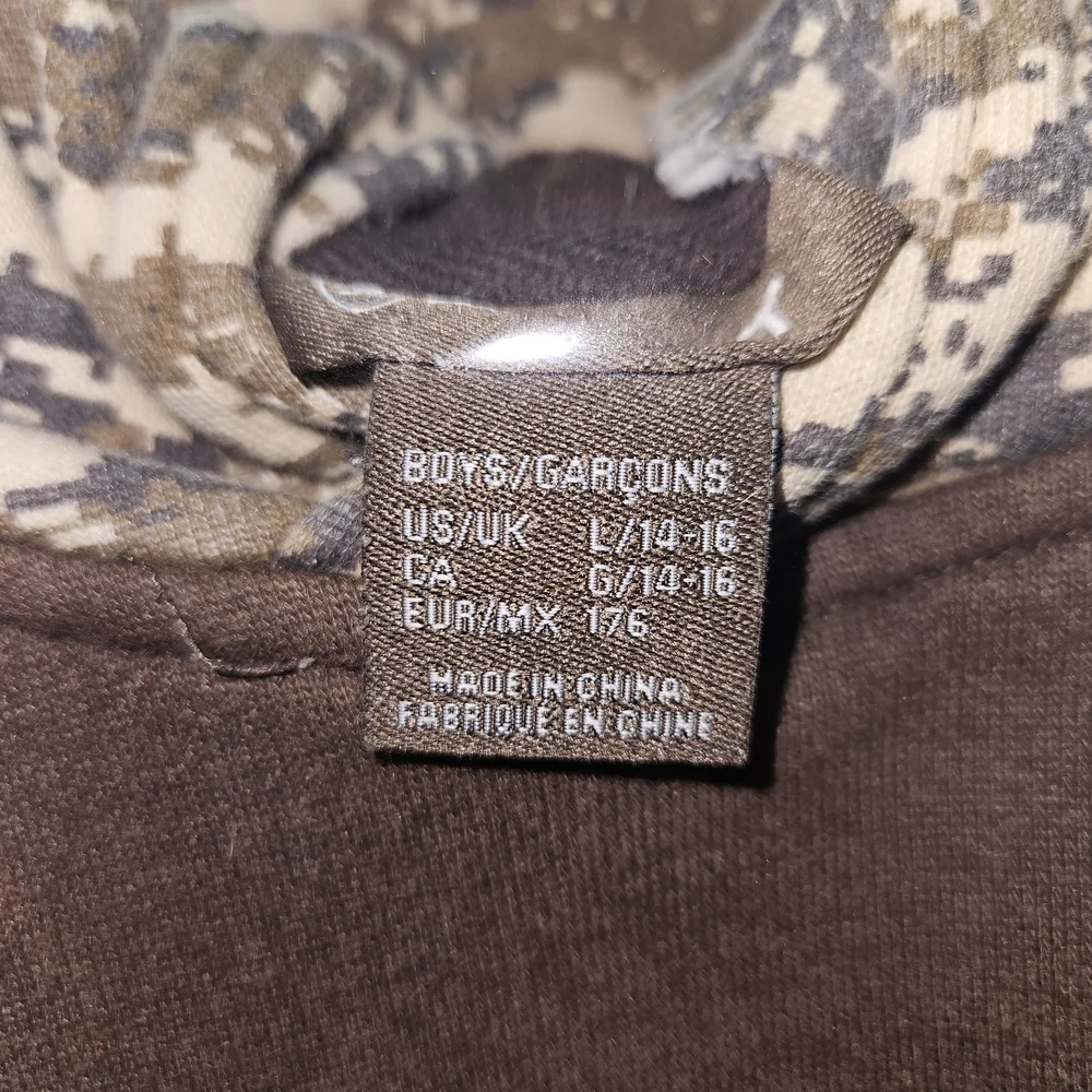Ariat Patriot Digital Camo Hoodie Sweatshirt Boys Sz Large Brown Black Military